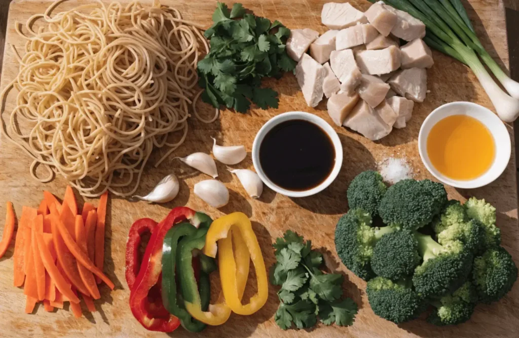 Recette de nouilles sautees au poulet ingredients