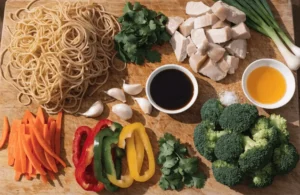 Recette de nouilles sautees au poulet ingredients