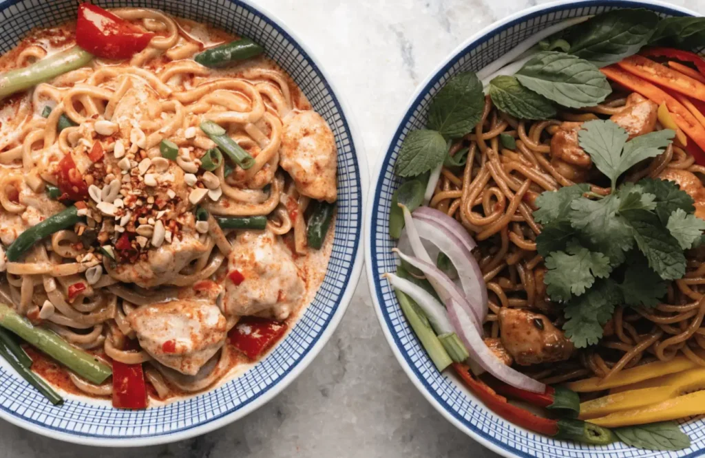 Recette de nouilles sautees au poulet presentation