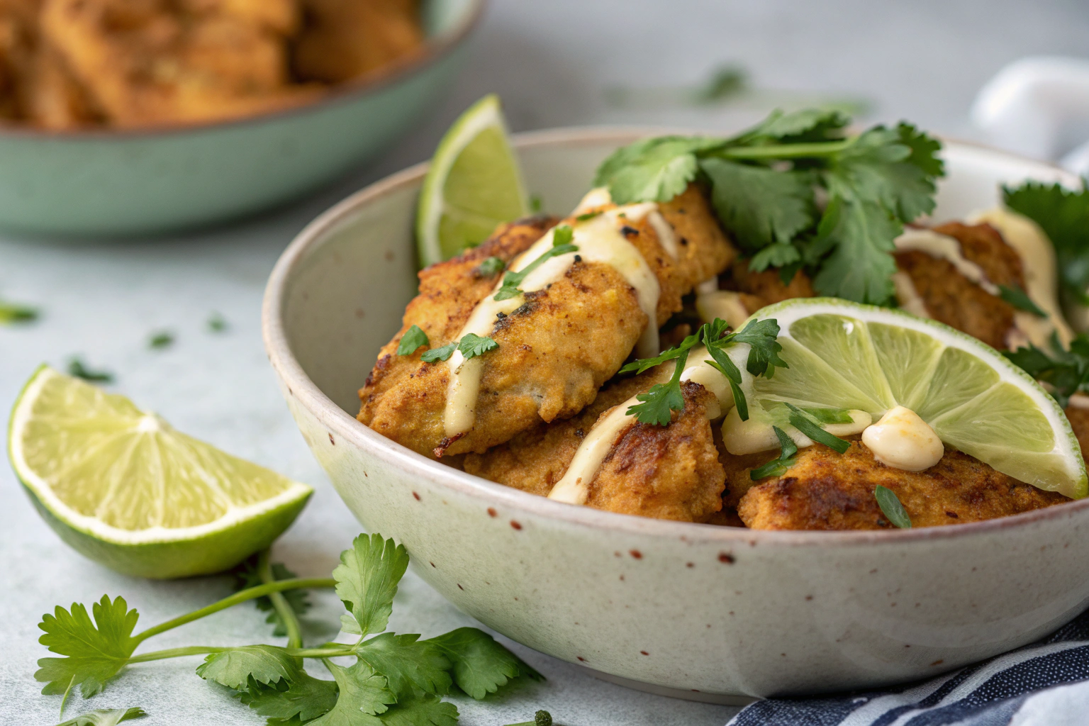 Aiguillettes de Poulet au Curry : Recette Facile, Sauce Crème ou Coco 1 Aiguillettes de poulet tendres dans une sauce au curry onctueuse avec garniture de coriandre et citron vert