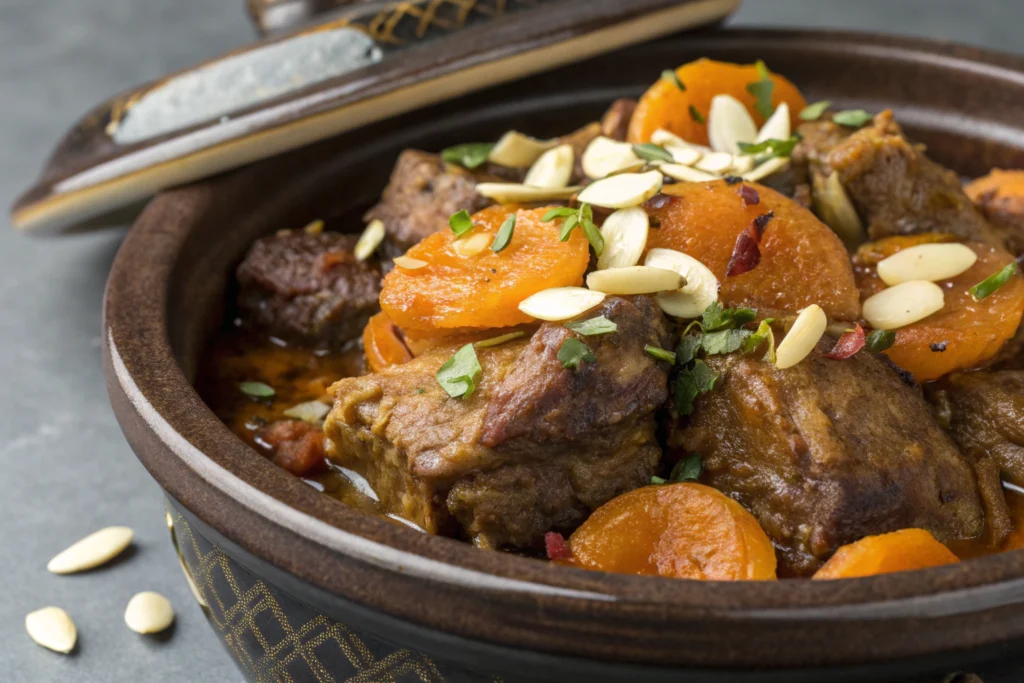 Collier d'agneau : Guide ultime et astuces gourmandes. 1 Collier d'agneau mijoté avec légumes et épices dans une cocotte en fonte