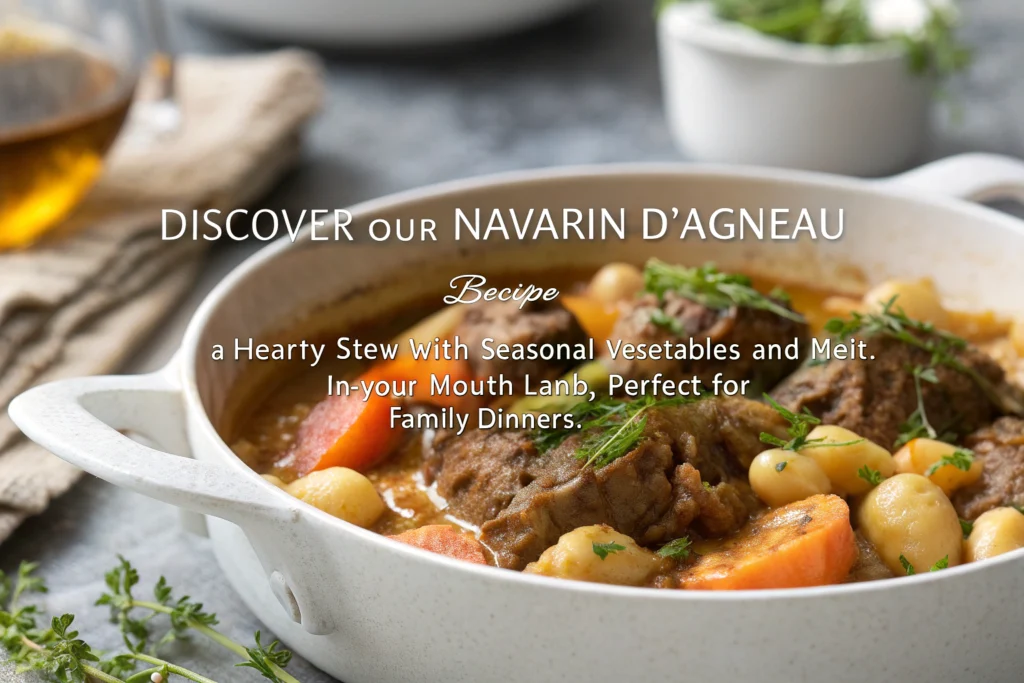 Recette navarin d'agneau fondant aux haricots blancs 1 Navarin d'agneau aux haricots blancs et légumes printaniers dans une assiette blanche