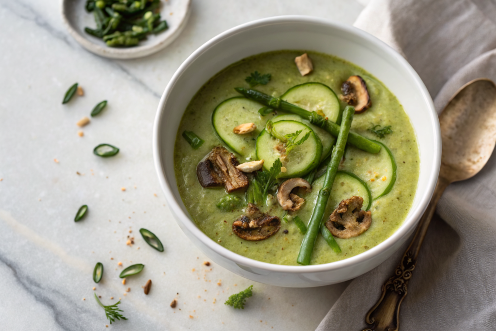 Découvrez les secrets de la soupe haricots verts oseille 1 Soupe haricots verts oseille avec basilic frais et tomates rôties