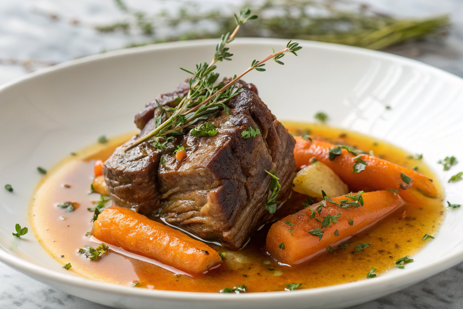 Jarret de bœuf mijoté avec légumes