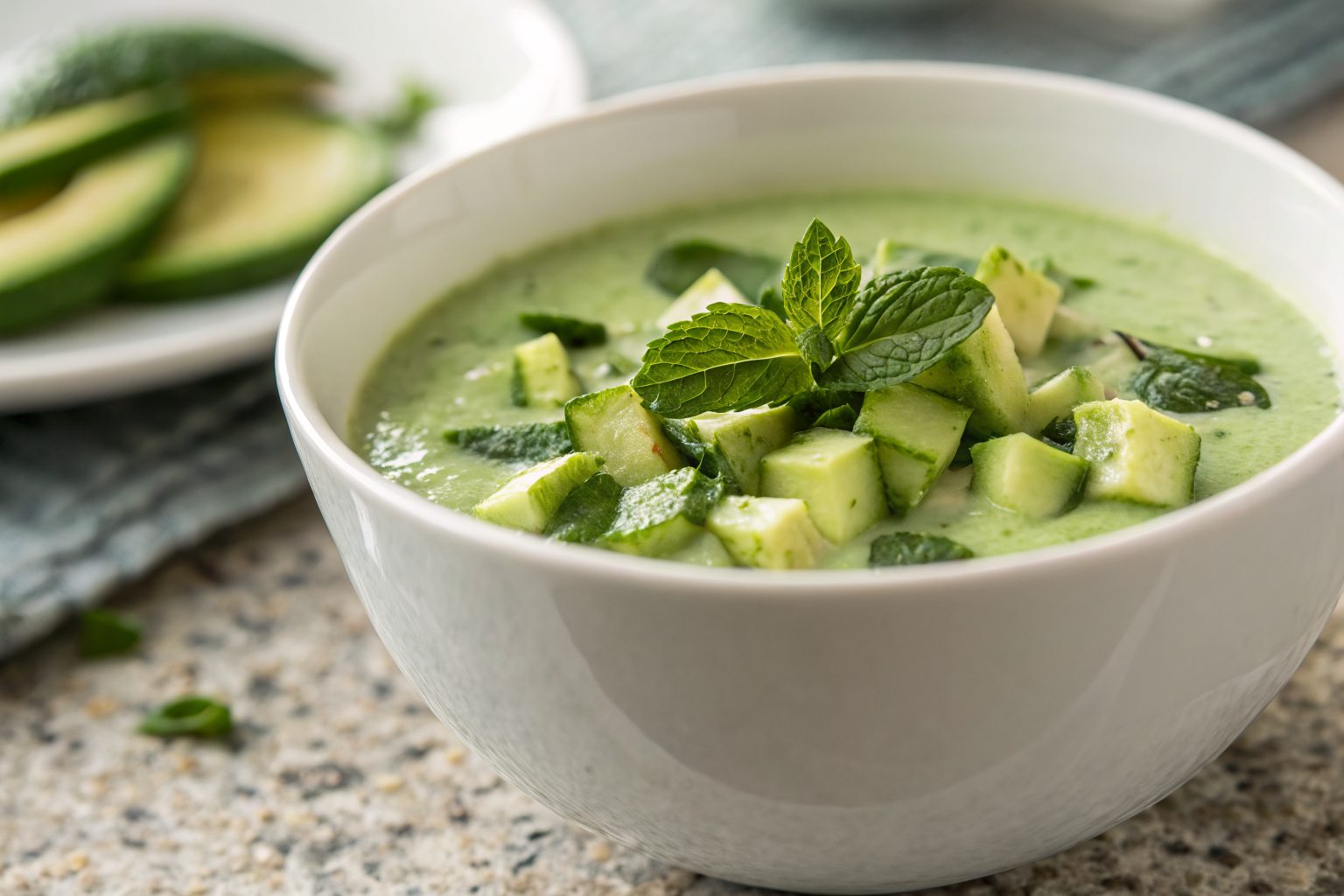 Soupe froide d&rsquo;avocat et concombre